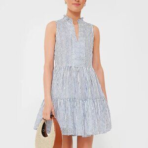 Oliphant Wiggy Sleeveless Blue and White Stripe Summer Dress Size Small